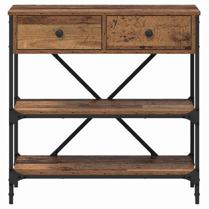 Konsolentisch mit Schubladen mit Regal Altholz Holzwerkstoff