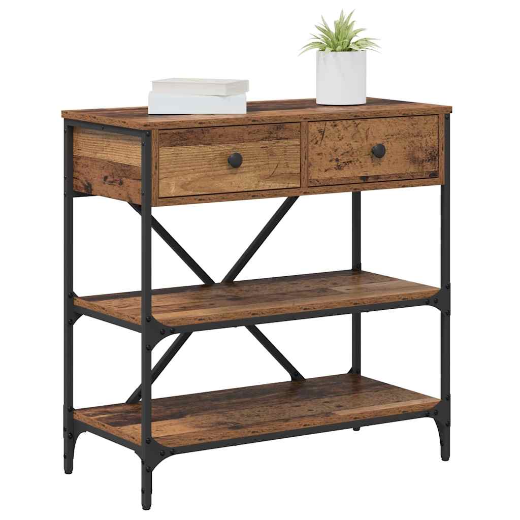 Konsolentisch mit Schubladen mit Regal Altholz Holzwerkstoff