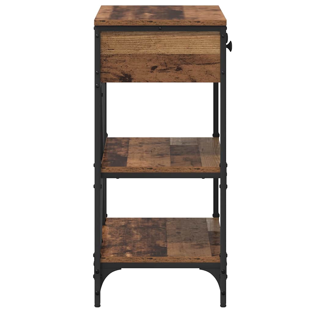 Konsolentisch mit Schubladen mit Regal Altholz Holzwerkstoff