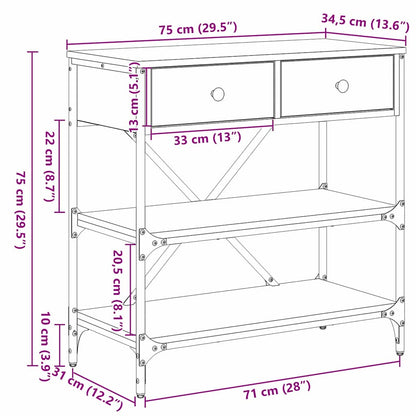 Konsolentisch mit Schubladen mit Regal Altholz Holzwerkstoff