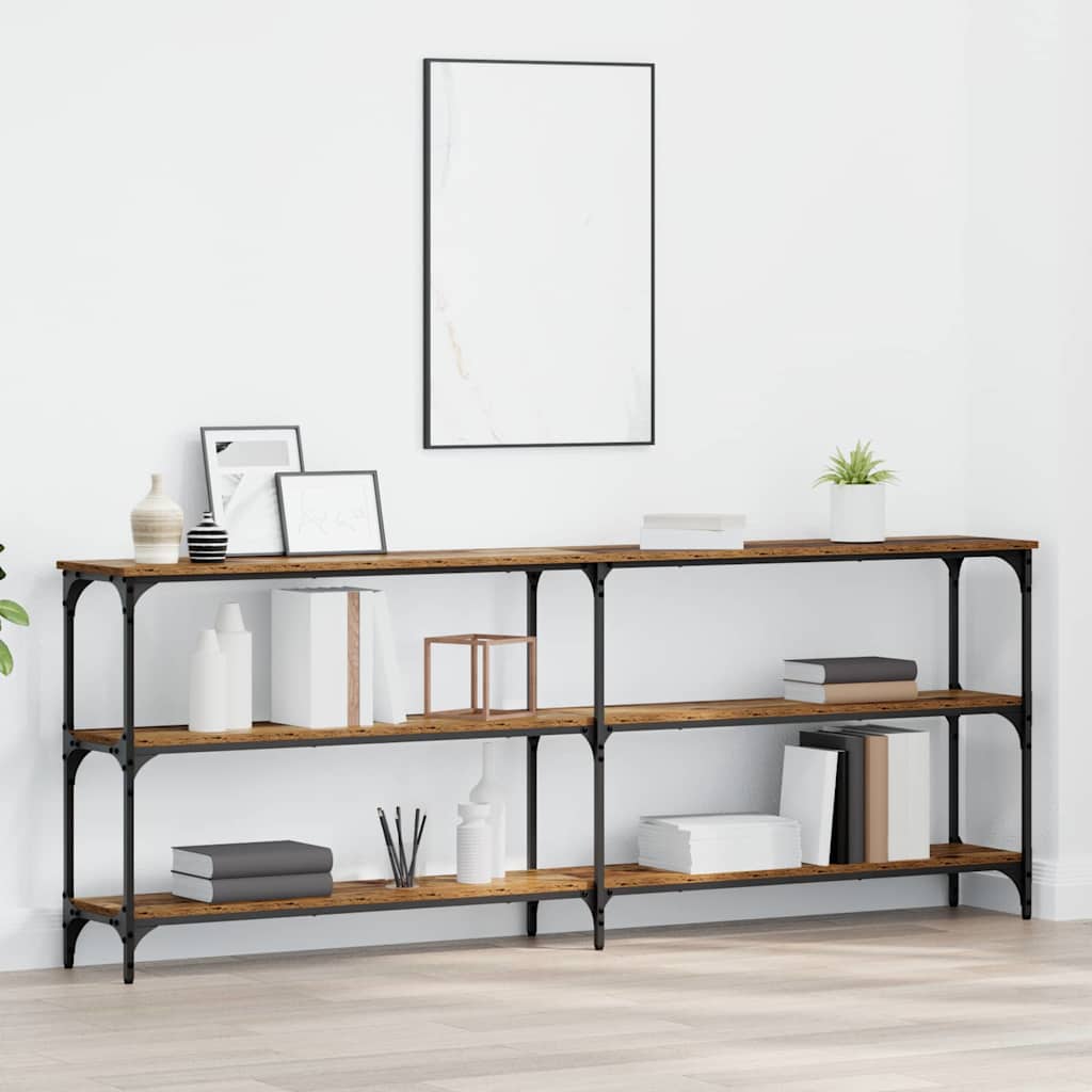 Konsolentisch Altholz 200 x 29 x 75 cm Schichtholz und Metall