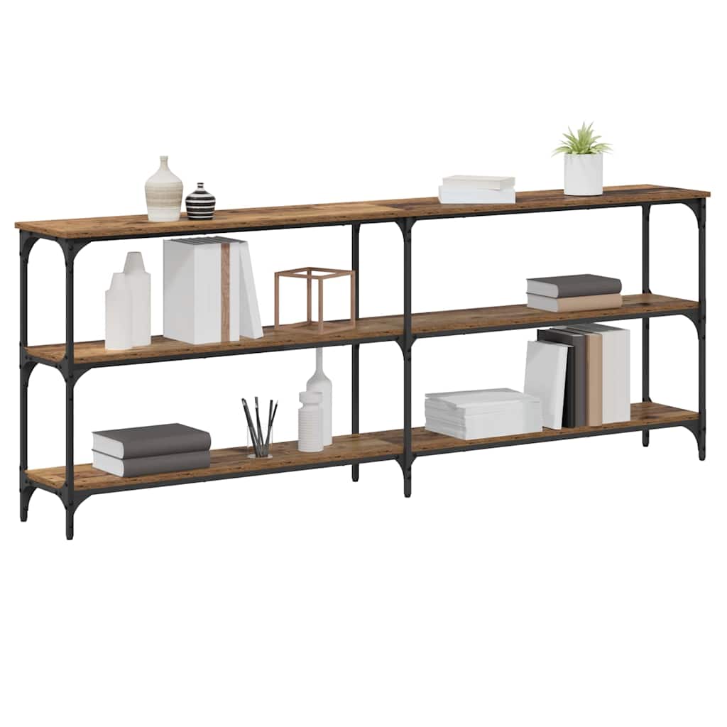 Konsolentisch Altholz 200 x 29 x 75 cm Schichtholz und Metall