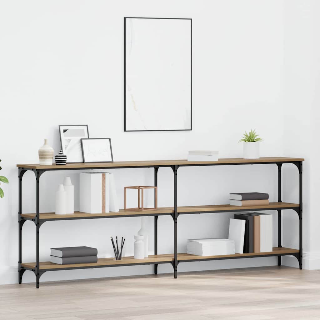 Konsolentisch mit Regal Eiche handwerklich 200 x 29 x 75 cm