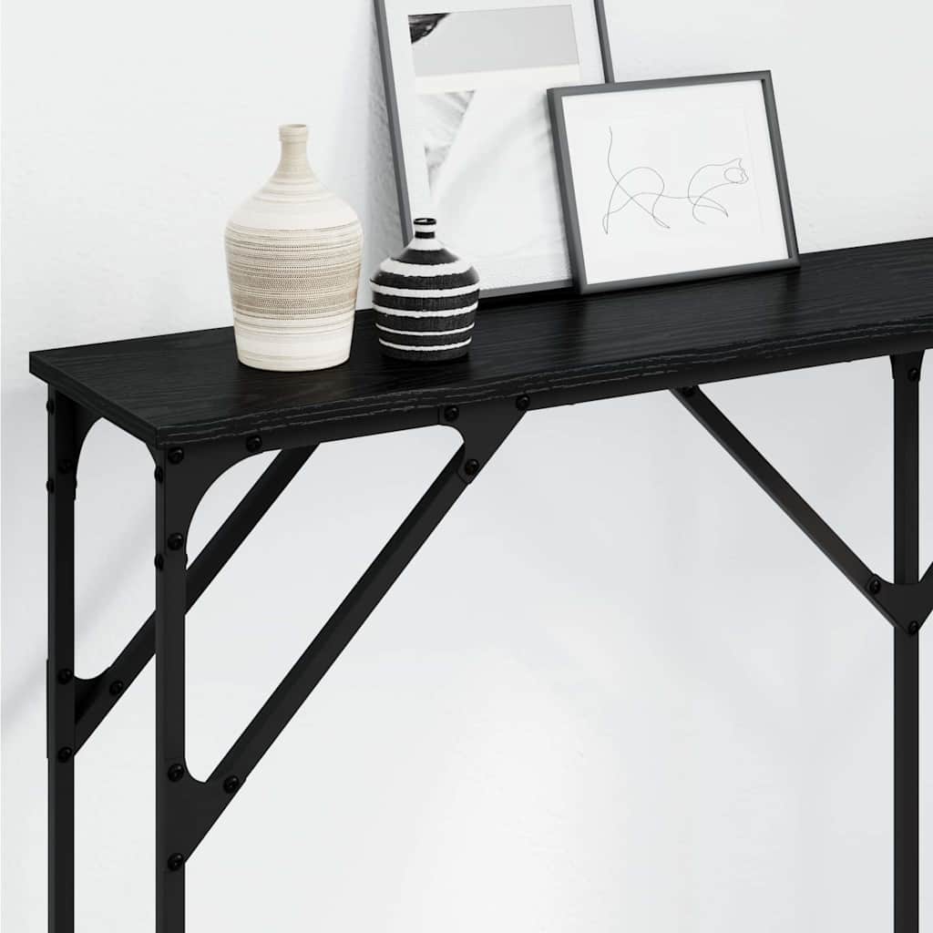 Konsolentisch Schwarz Eichen-Optik 140 x 23 x 75 cm