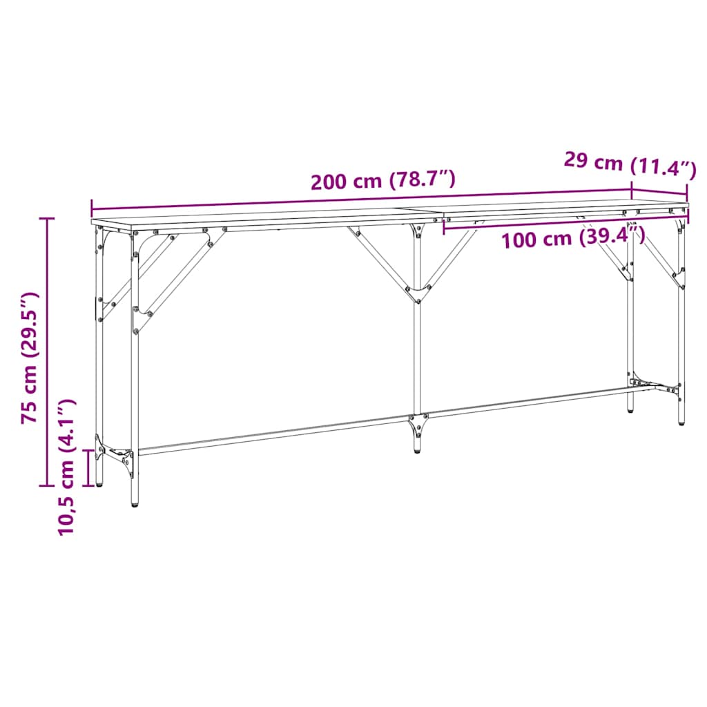 Konsolentisch Eiche handwerklich 200 x 29 x 75 cm