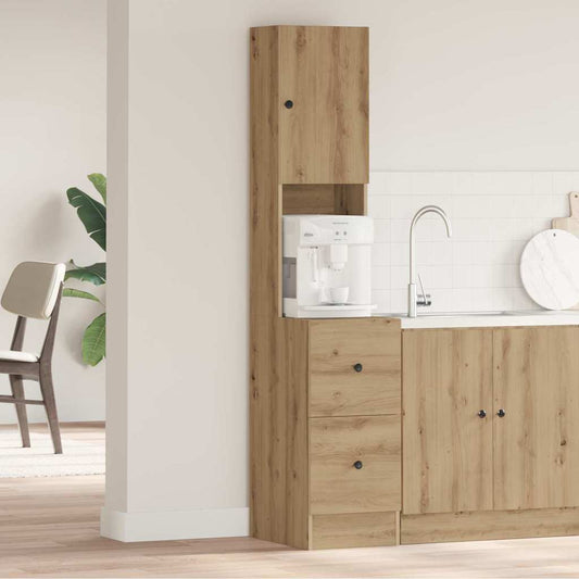 Küchenschrank mit Schubladen mit Regal mit Speicher mit Tür Eiche handwerklich Holzwerkstoff