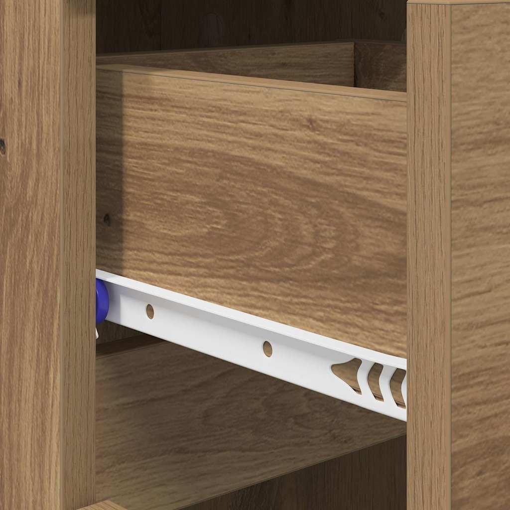 Schuhschrank mit Regal Eiche handwerklich 100,5 x 28 x 100 cm