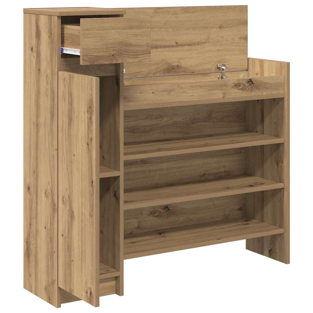 Schuhschrank mit Regal Eiche handwerklich 100,5 x 28 x 100 cm
