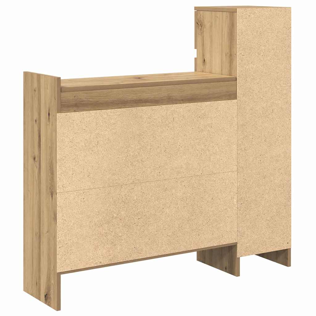 Schuhschrank mit Regal Eiche handwerklich 100,5 x 28 x 100 cm