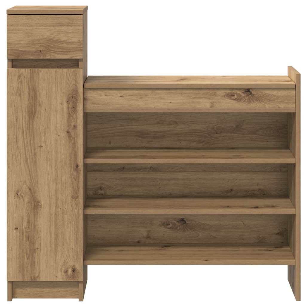 Schuhschrank mit Regal Eiche handwerklich 100,5 x 28 x 100 cm