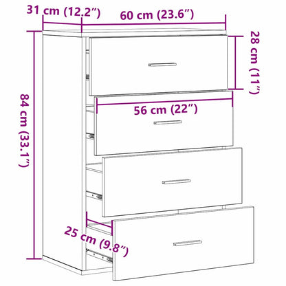 Sideboard Eiche handwerklich 60 x 39 x 80 cm Holzwerkstoff