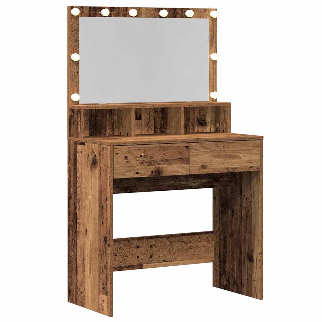 Schminktisch mit Regal Altholz 80 x 41 x 134,5 cm Holzwerkstoff