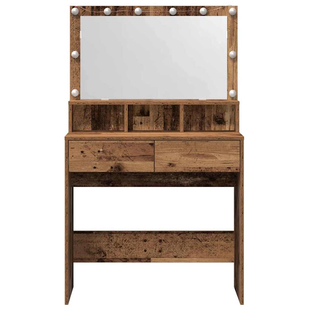 Schminktisch mit Regal Altholz 80 x 41 x 134,5 cm Holzwerkstoff