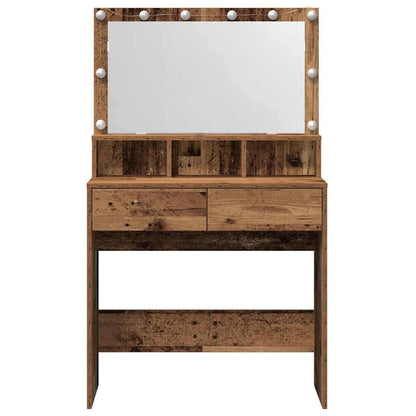 Schminktisch mit Regal Altholz 80 x 41 x 134,5 cm Holzwerkstoff