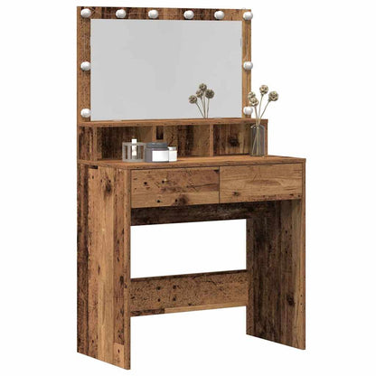 Schminktisch mit Regal Altholz 80 x 41 x 134,5 cm Holzwerkstoff