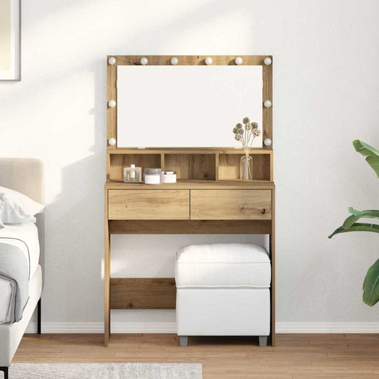 Schminktisch mit Regal Eiche handwerklich 80 x 41 x 134,5 cm