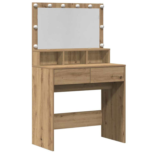 Schminktisch mit Regal Eiche handwerklich 80 x 41 x 134,5 cm