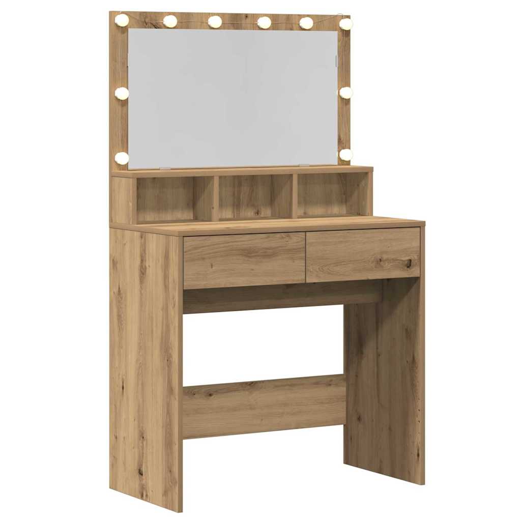 Schminktisch mit Regal Eiche handwerklich 80 x 41 x 134,5 cm