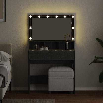 Schminktisch mit Regal Schwarz Eichen-Optik 80 x 41 x 134,5 cm