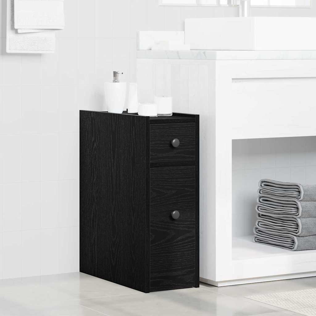 Schmaler Badezimmer-Schrank Schwarze Eiche 80 x 18 x 60 cm