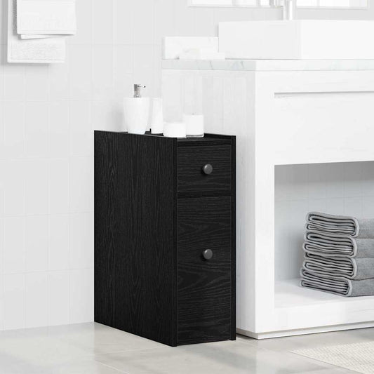 Schmaler Badezimmer-Schrank Schwarze Eiche 80 x 18 x 60 cm