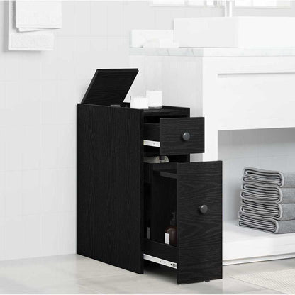 Schmaler Badezimmer-Schrank Schwarze Eiche 80 x 18 x 60 cm