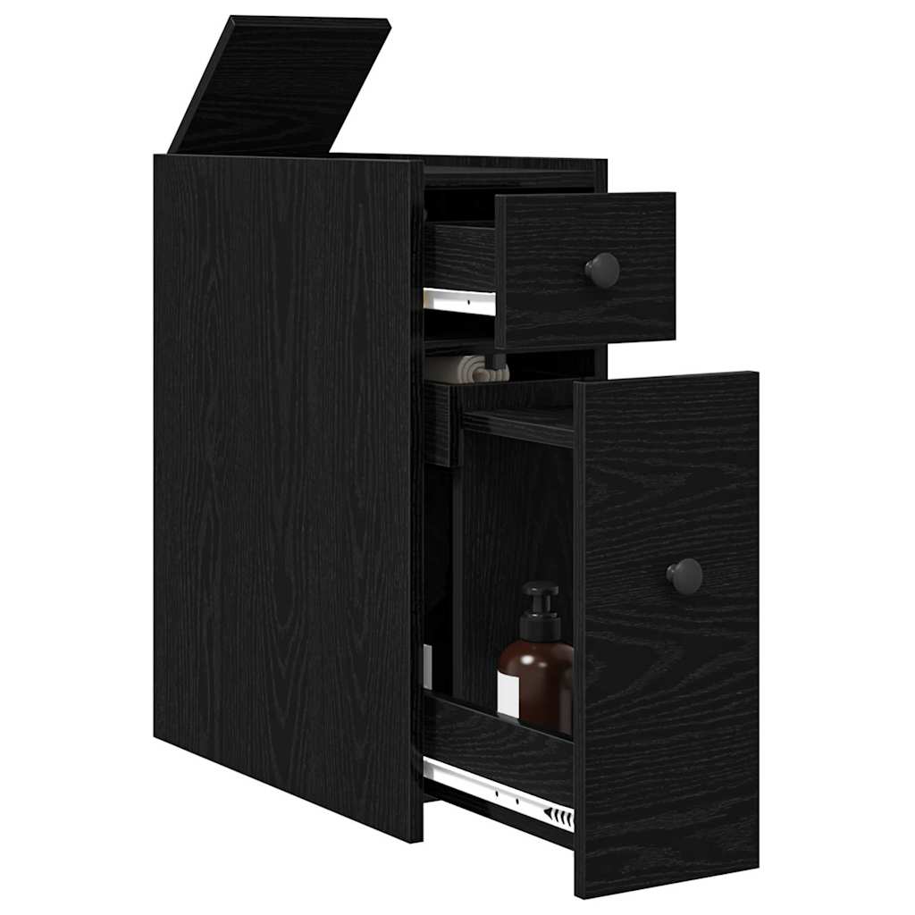 Schmaler Badezimmer-Schrank Schwarze Eiche 80 x 18 x 60 cm