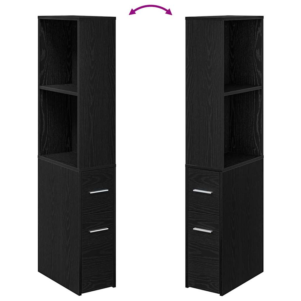Schmaler Badezimmer-Schrank Schwarze Eiche 22 x 41 x 135 cm