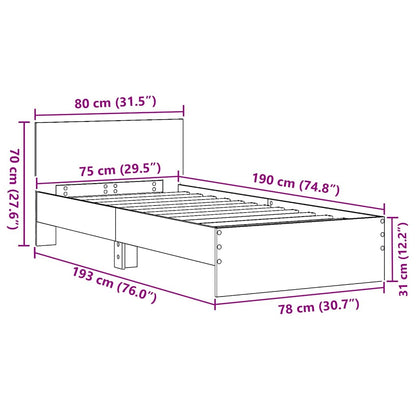 Bettgestell mit Kopfteil Altholz 75 x 190 cm Holzwerkstoff