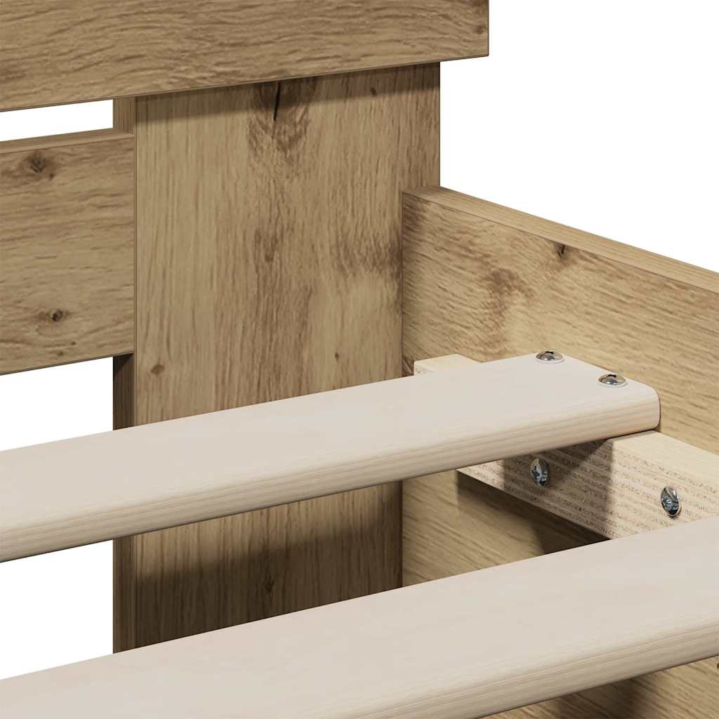 Bettgestell Eiche handwerklich 75 x 190 cm Holzwerkstoff
