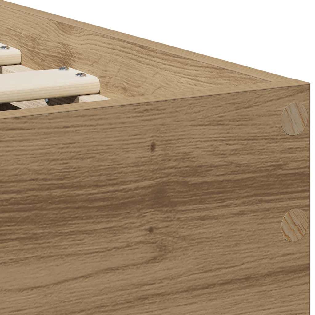 Bettgestell Eiche handwerklich 75 x 190 cm Holzwerkstoff