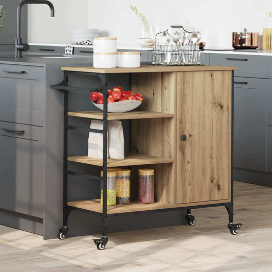 Küchentrolley Artisan Eiche und Schwarz 87.5 x 38.5 x 84.5 cm
