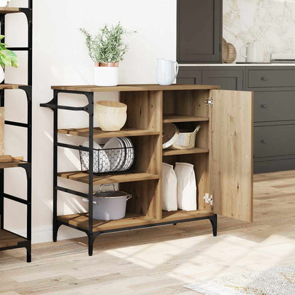 Küchentrolley Artisan Eiche und Schwarz 87.5 x 38.5 x 84.5 cm