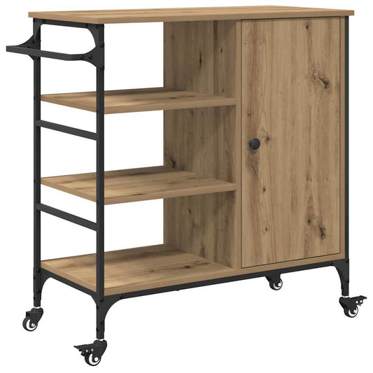 Küchentrolley Artisan Eiche und Schwarz 87.5 x 38.5 x 84.5 cm
