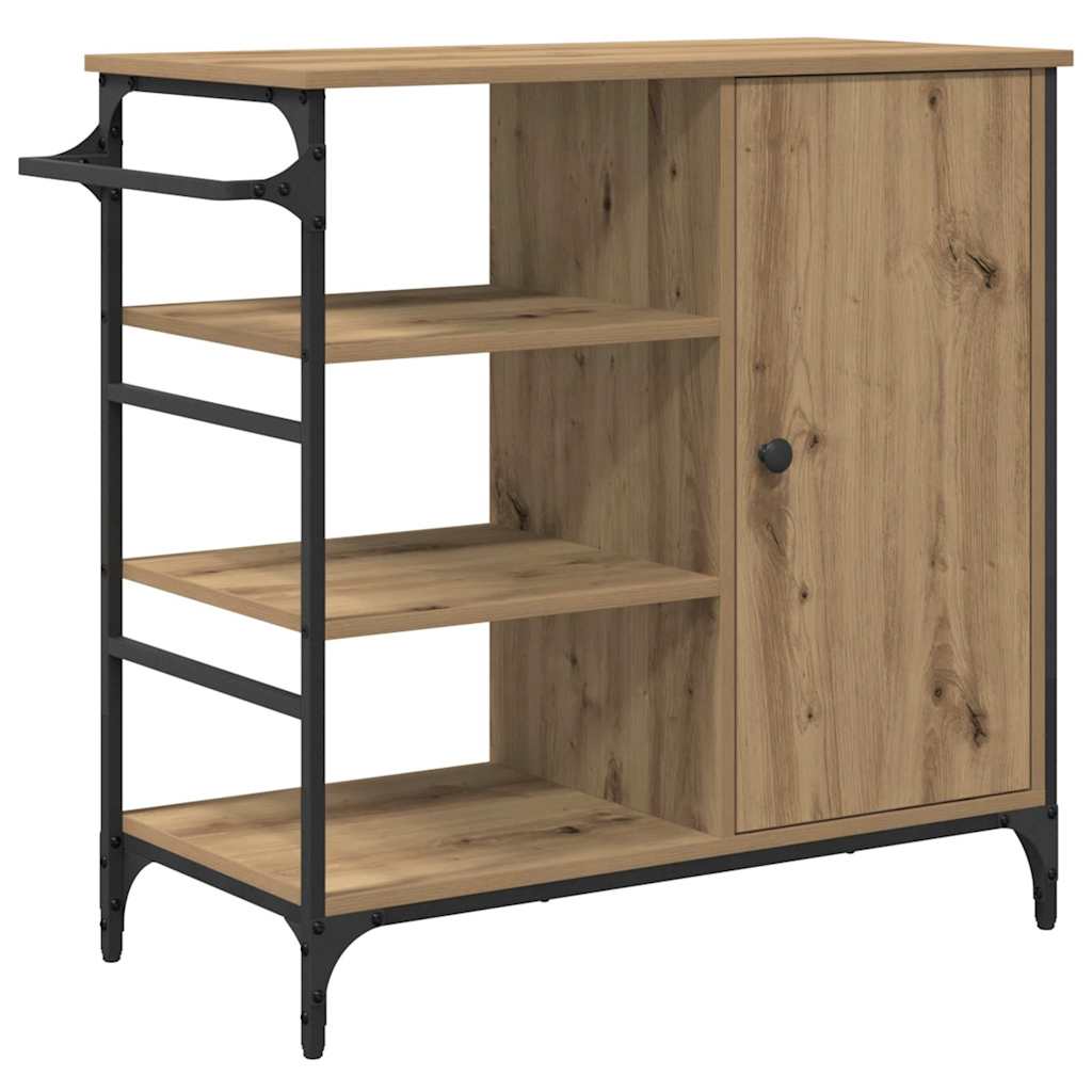 Küchentrolley Artisan Eiche und Schwarz 87.5 x 38.5 x 84.5 cm