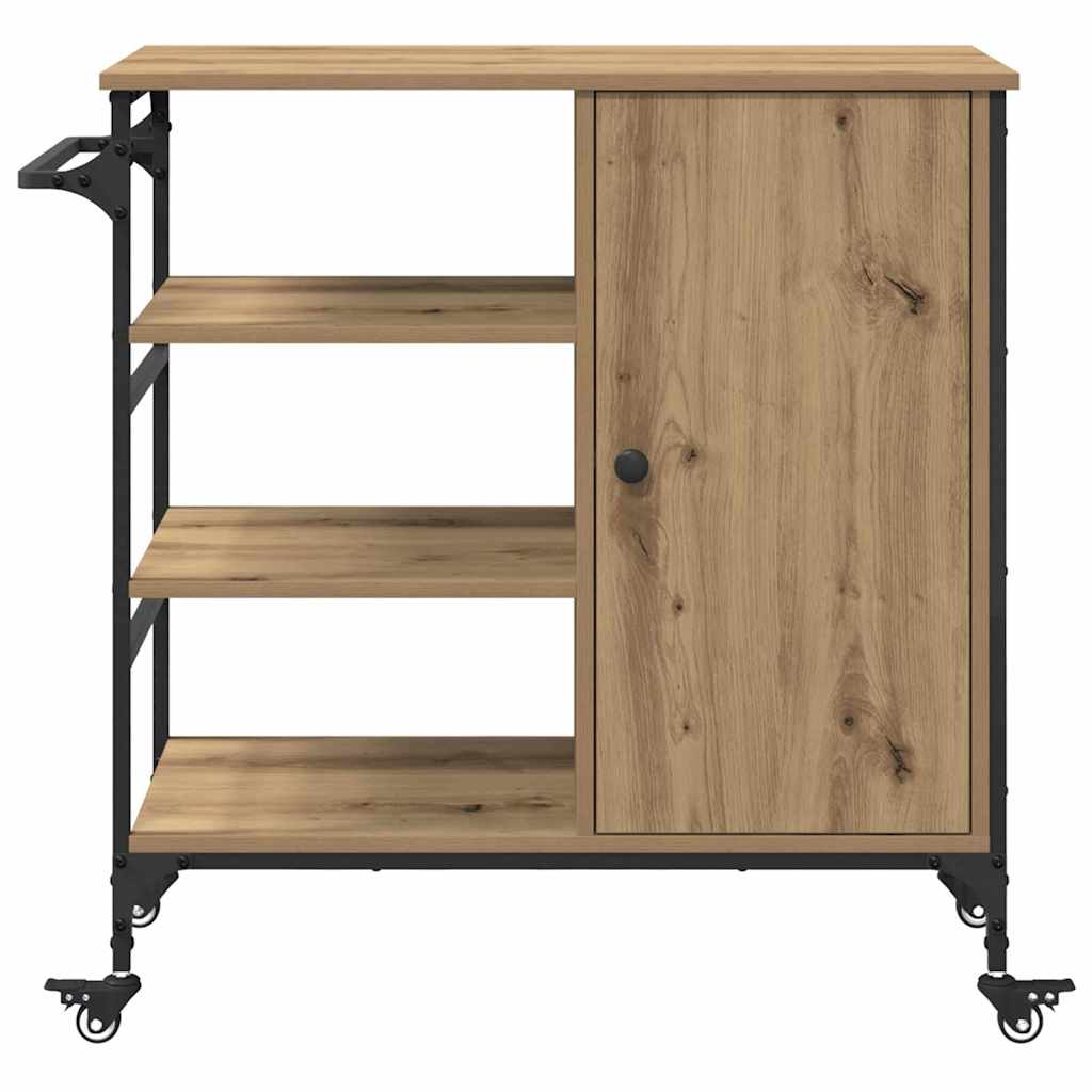 Küchentrolley Artisan Eiche und Schwarz 87.5 x 38.5 x 84.5 cm