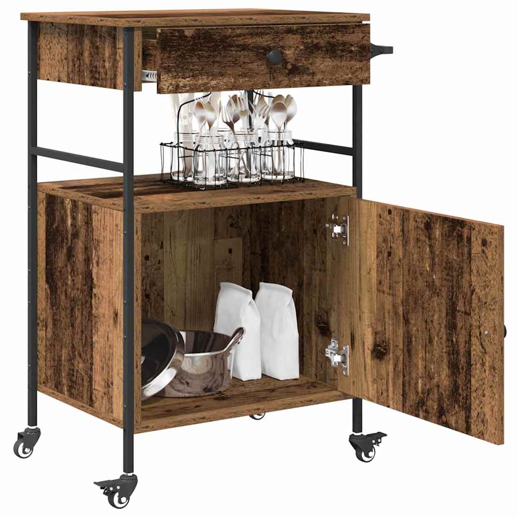 Küchentrolley Altholz 56 x 43 x 89.5 cm Holzwerkstoff