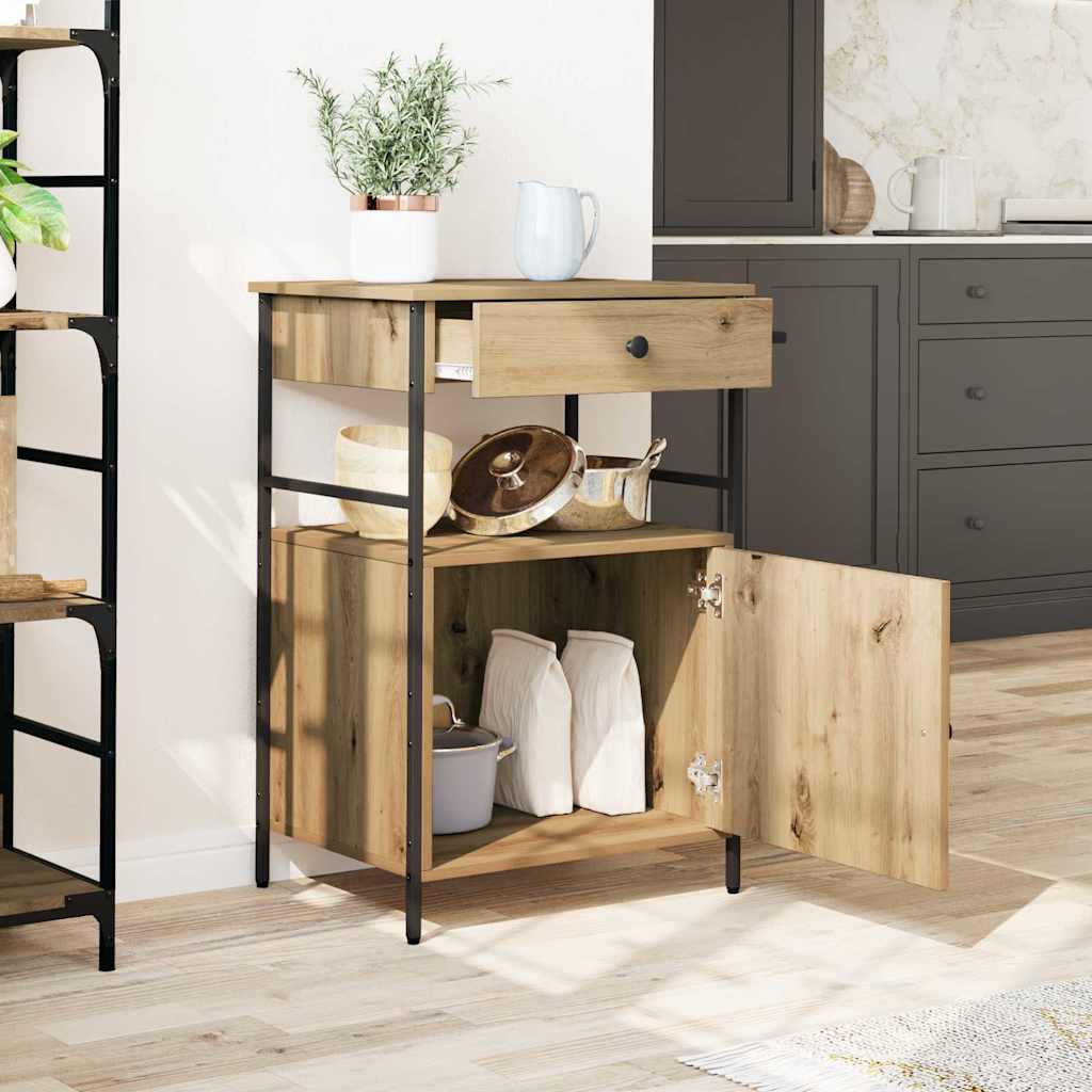 Küchentrolley Artisan Eiche und Schwarz 56 x 43 x 89.5 cm