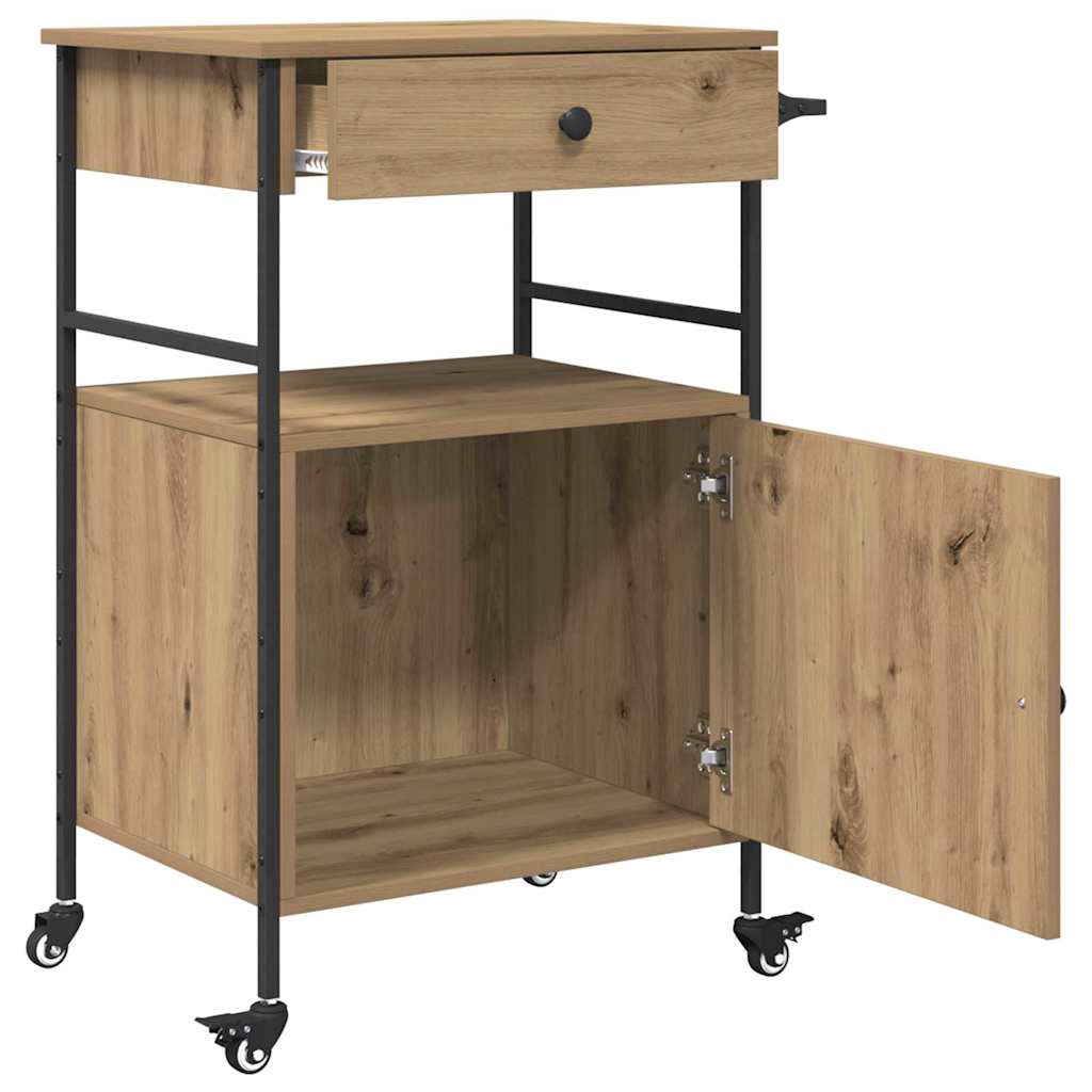 Küchentrolley Artisan Eiche und Schwarz 56 x 43 x 89.5 cm