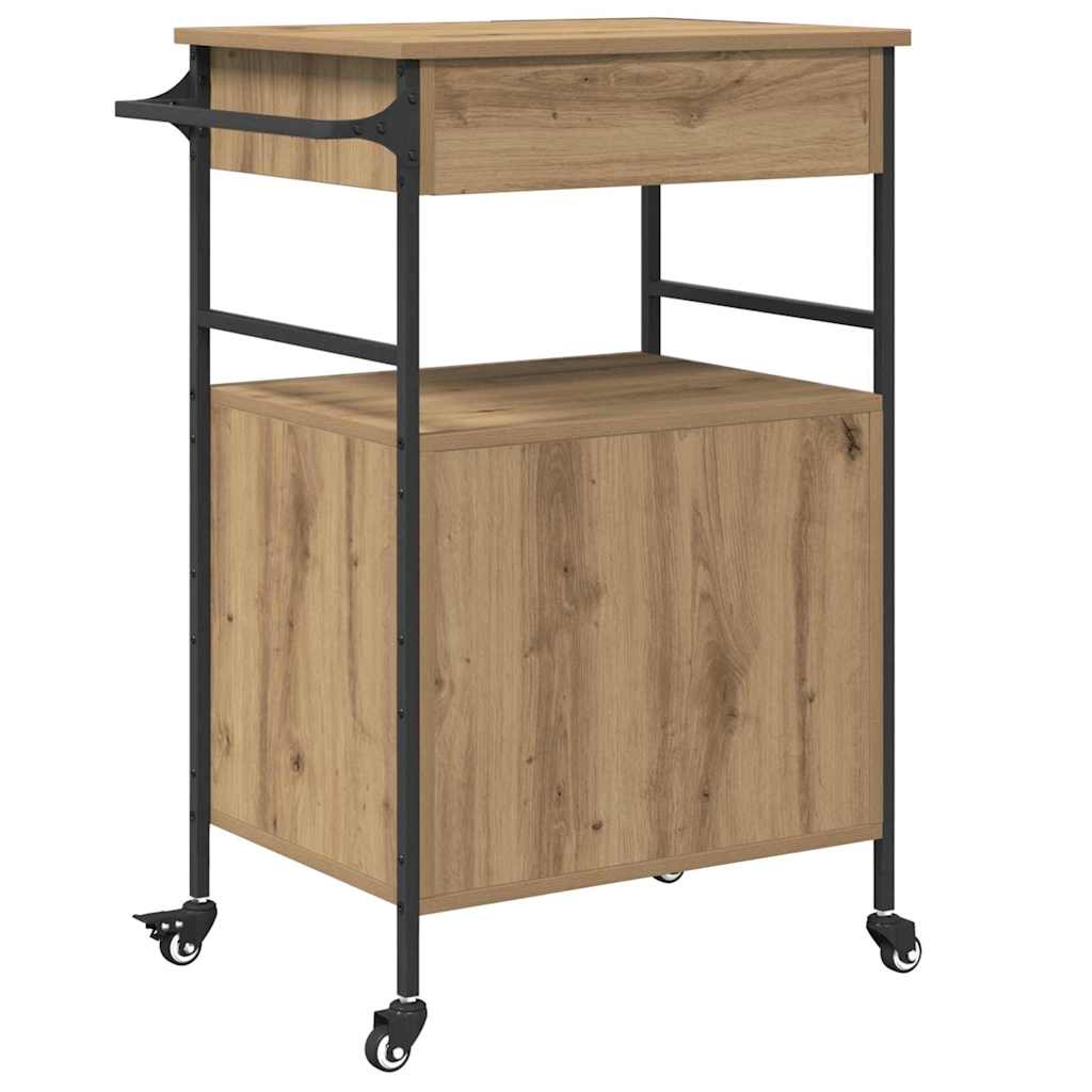 Küchentrolley Artisan Eiche und Schwarz 56 x 43 x 89.5 cm