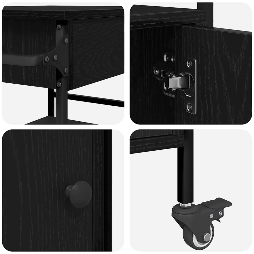 Küchentrolley Schwarze Eiche 56 x 43 x 89.5 cm Holzwerkstoff