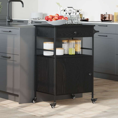 Küchentrolley Schwarze Eiche 56 x 43 x 89.5 cm Holzwerkstoff
