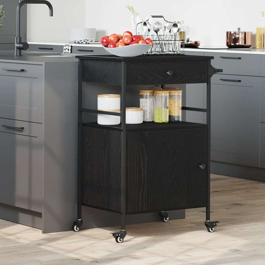 Küchentrolley Schwarze Eiche 56 x 43 x 89.5 cm Holzwerkstoff