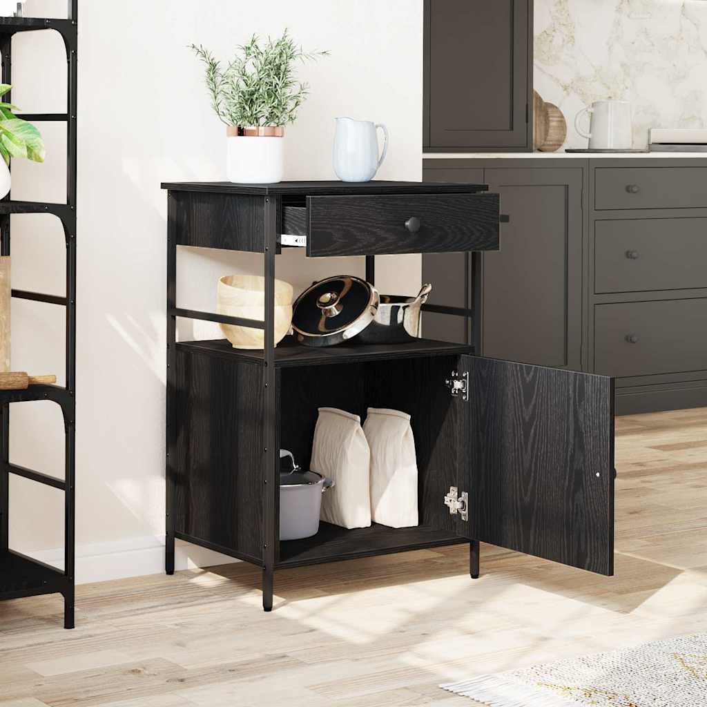 Küchentrolley Schwarze Eiche 56 x 43 x 89.5 cm Holzwerkstoff
