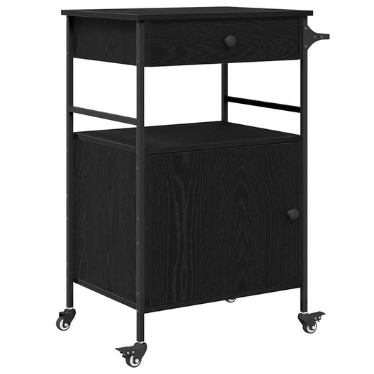 Küchentrolley Schwarze Eiche 56 x 43 x 89.5 cm Holzwerkstoff
