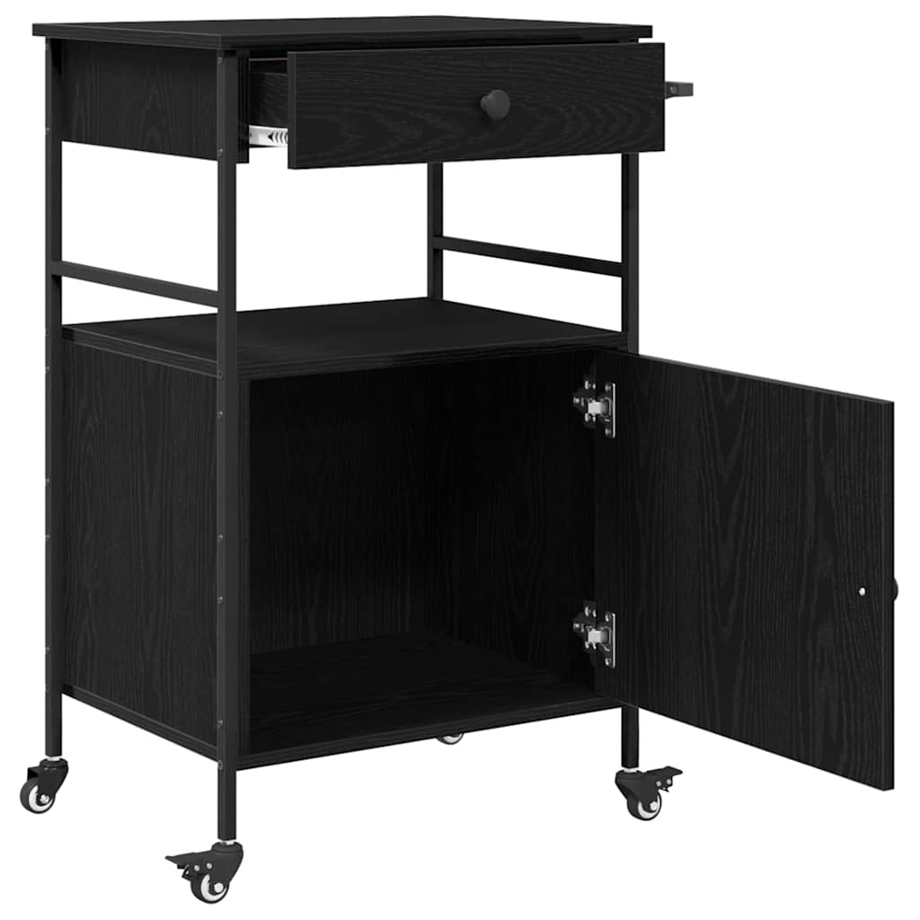 Küchentrolley Schwarze Eiche 56 x 43 x 89.5 cm Holzwerkstoff