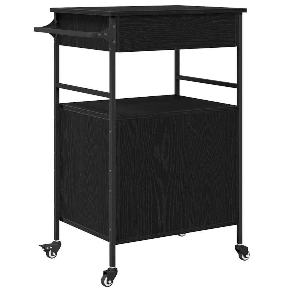 Küchentrolley Schwarze Eiche 56 x 43 x 89.5 cm Holzwerkstoff