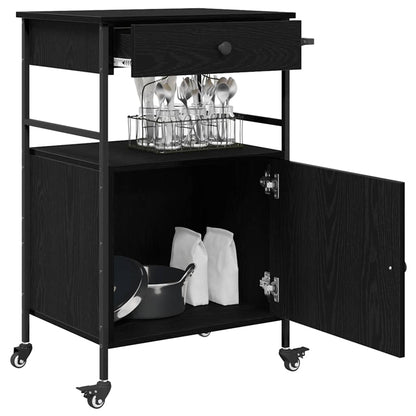 Küchentrolley Schwarze Eiche 56 x 43 x 89.5 cm Holzwerkstoff