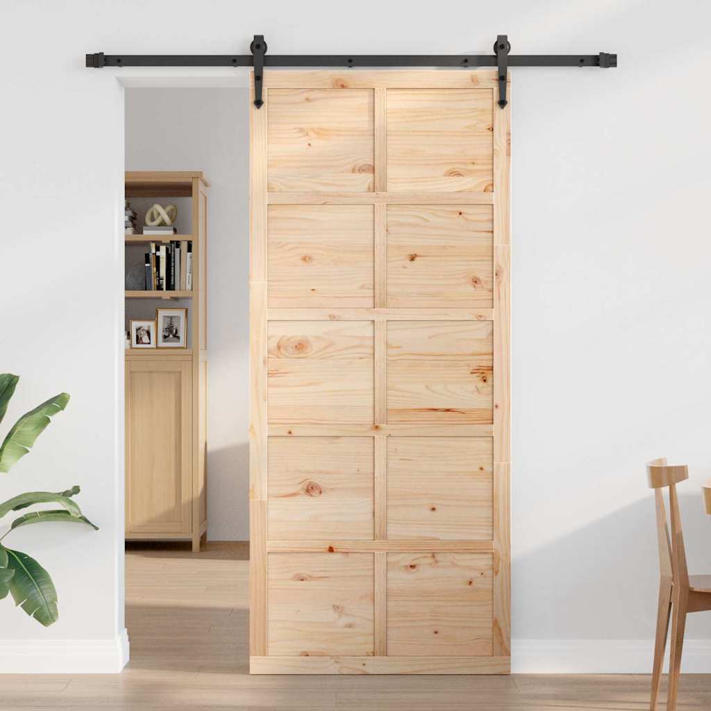 Scheunentür Braun 80 x 210 cm Massivholz Kiefer