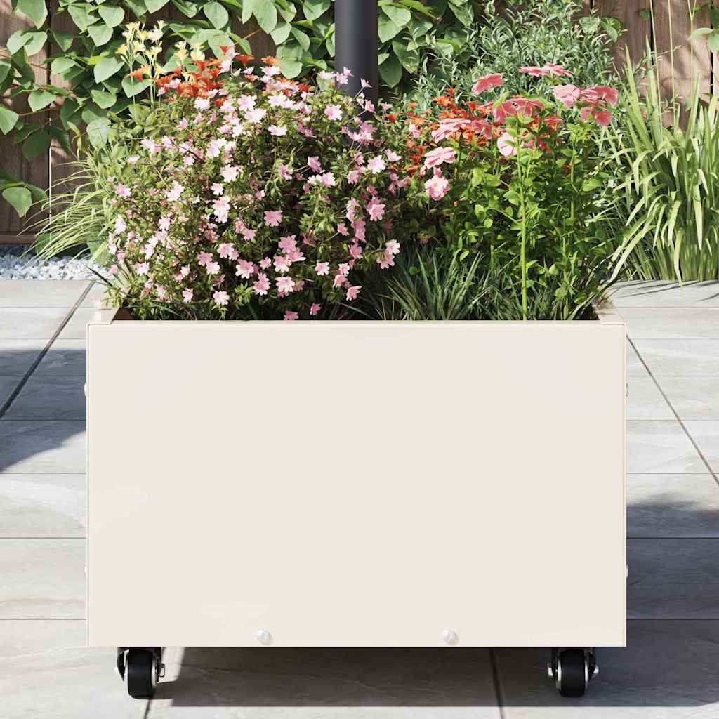 Parasol Untergrund mit Blumenkübel Weiß 45 x 45 x 45 cm Stahl